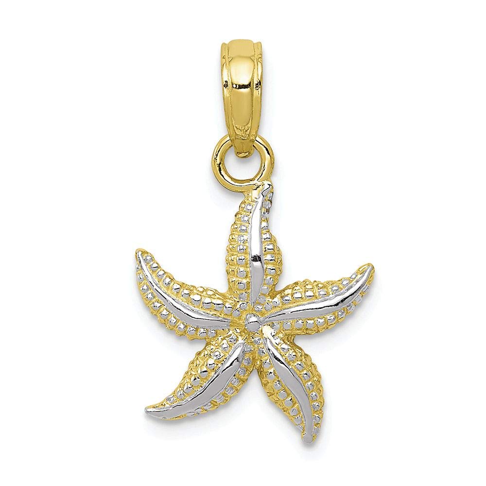 10K Two-Tone Gold Starfish Polish Charm Pendant - FJC Finejewelers | Dainty Beach Jewelry for Necklace, Bracelet & Gift Giving | Perfect for Summer Vacations, Beach Weddings & Coastal Fashion