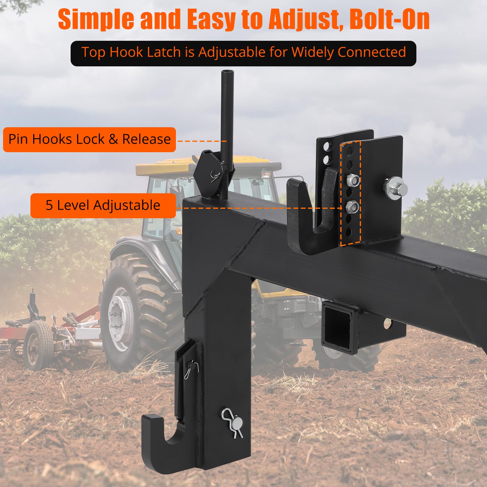 GARVEE 3 Point Quick Hitch for Tractors - 3000 LBS Lifting Capacity, Category 1 & 2 Compatible - Perfect for Farming, Landscaping & Heavy-Duty Tractor Attachments