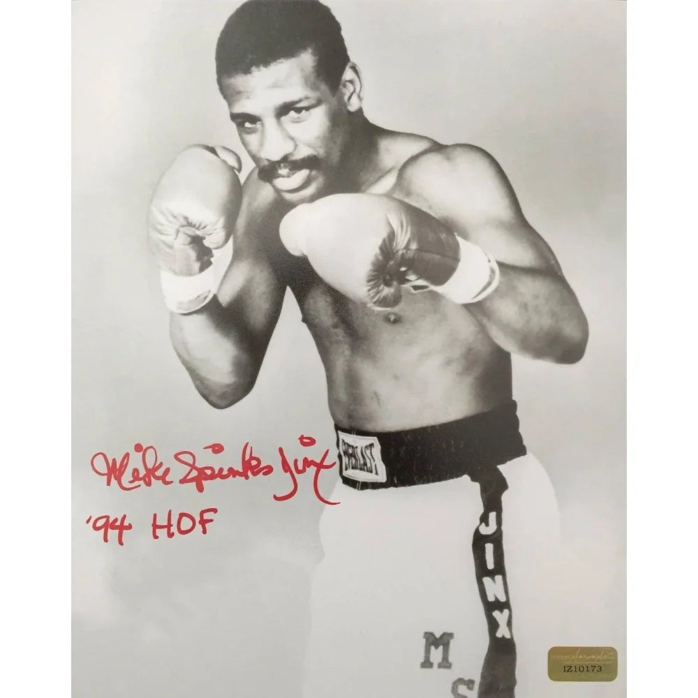 Michael Spinks Autographed 8x10 Photo with COA - Inscribed by Leon - Legendary Boxing Match vs Mike Tyson - Perfect for Sports Memorabilia Collectors and Boxing Fans