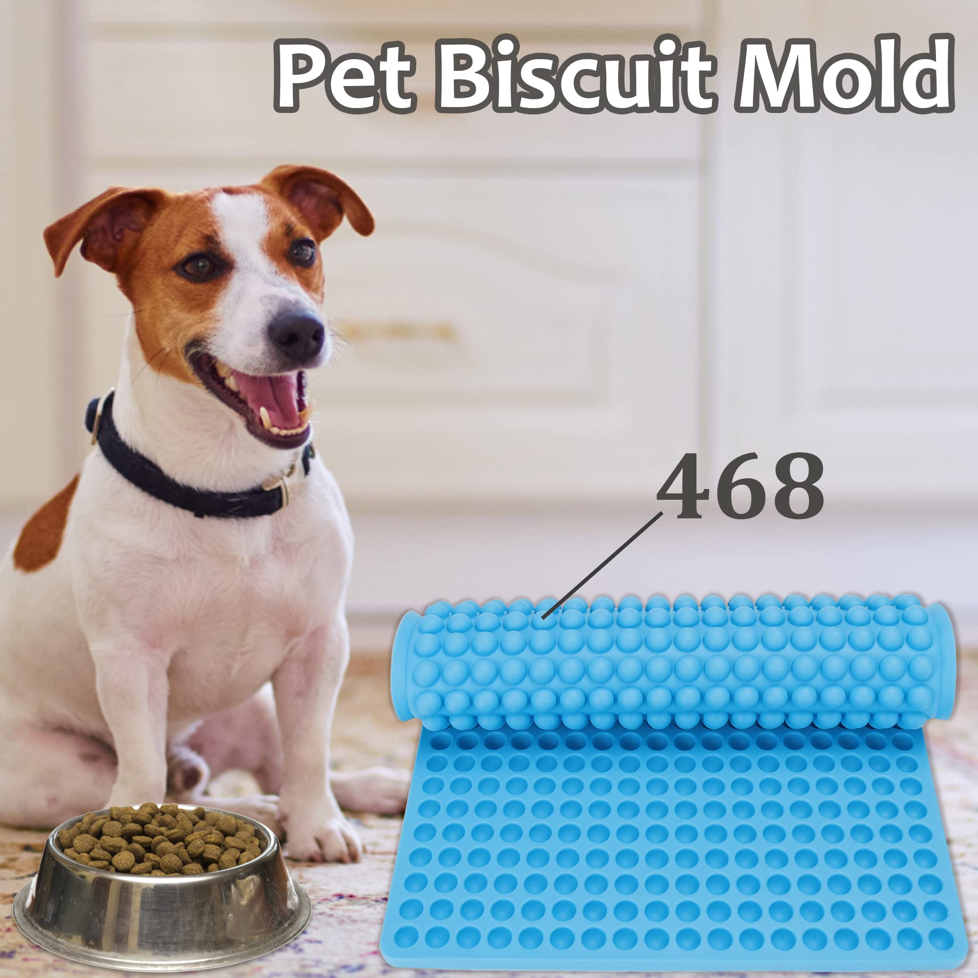 Dog Cookie Silicone Mold 1.2cm - 468 Cavity Pet Treat Baking Set with Scraper - Perfect for Homemade Dog Biscuits & Training Treats