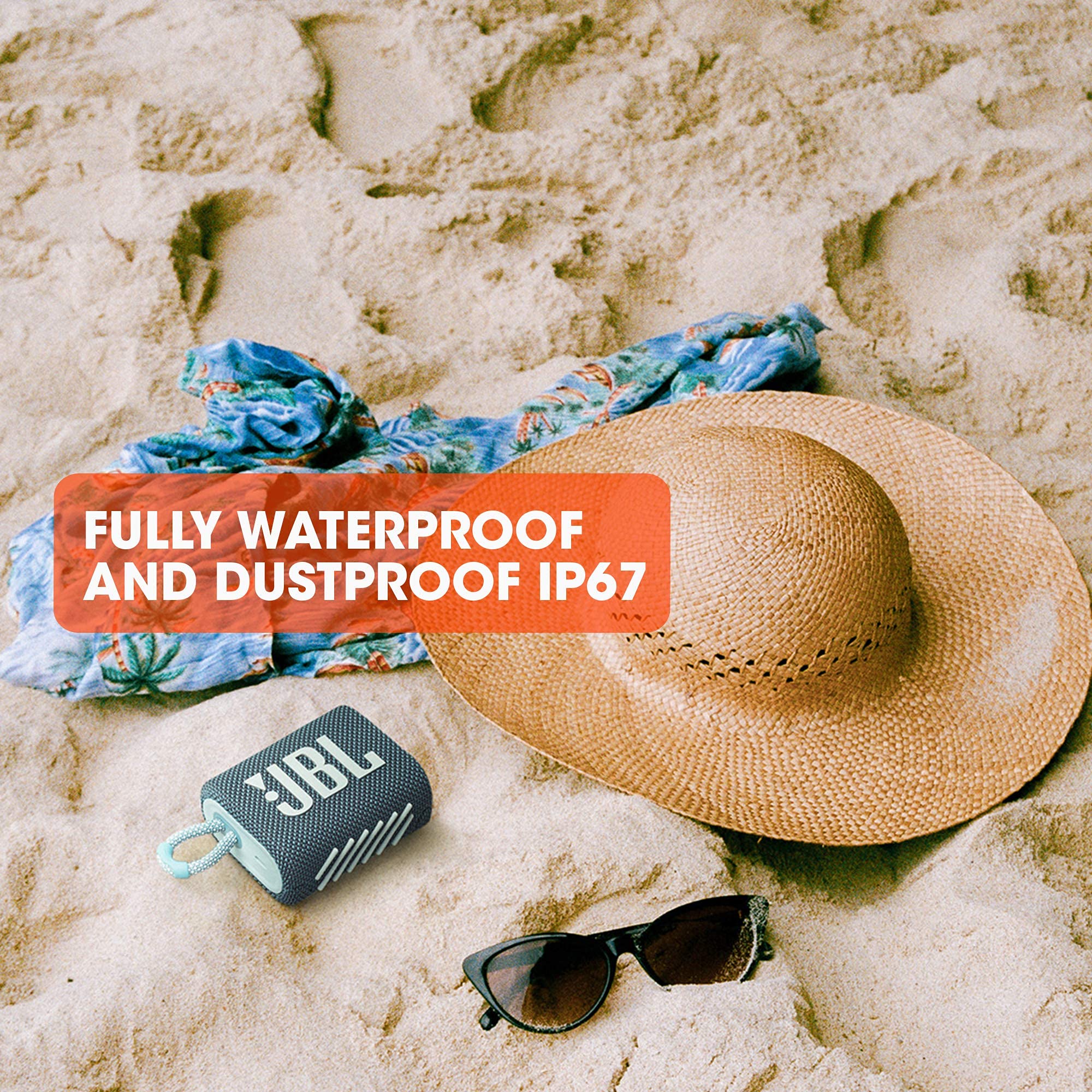 JBL GO 3 Waterproof Wireless Bluetooth Speaker - Portable Mini Speaker with 5H Playtime, IP67 Dustproof & Shockproof - Perfect for Beach, Pool, Outdoor Adventures & Travel (Renewed, Teal)