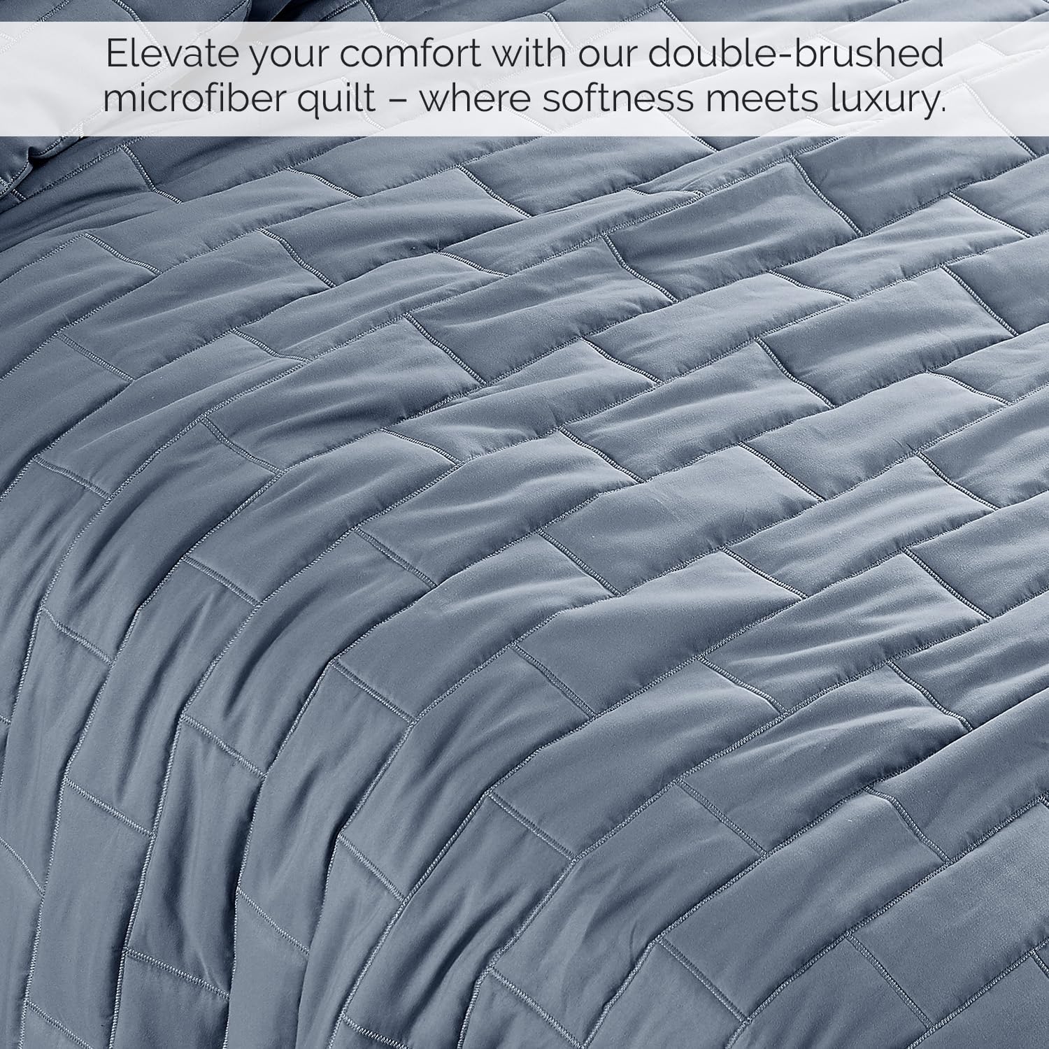 Southshore Fine Living 6-Piece Twin Daybed Comforter Set - Brickyard Slate Blue Quilted Bedding with Cover, 3 Pillow Shams, Bed Skirt & Throw Pillow | Perfect for Guest Rooms, Dorm Decor & Cozy Reading Nooks