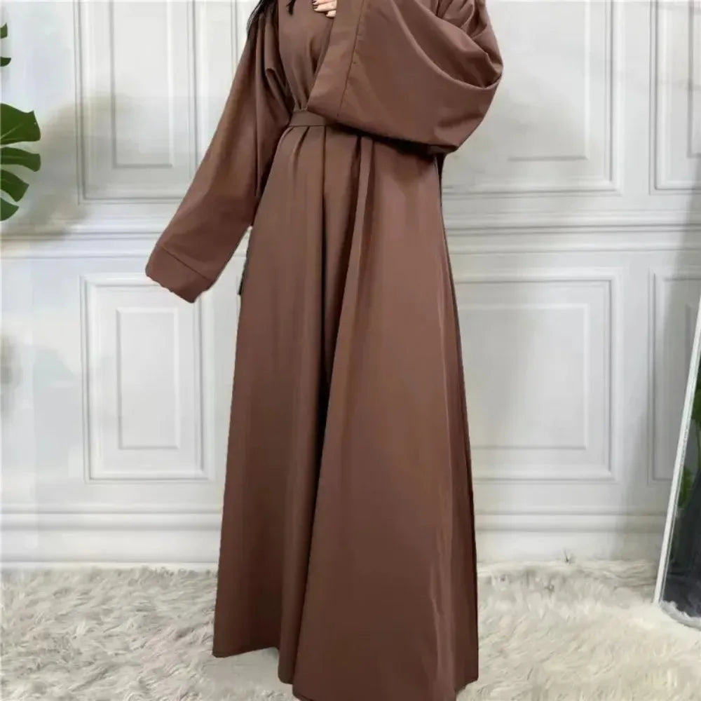 Elegant Full Sleeve Abaya with Adjustable Belt for Women - Modest Loose Fit Prayer Dress for Mosque & Special Occasions