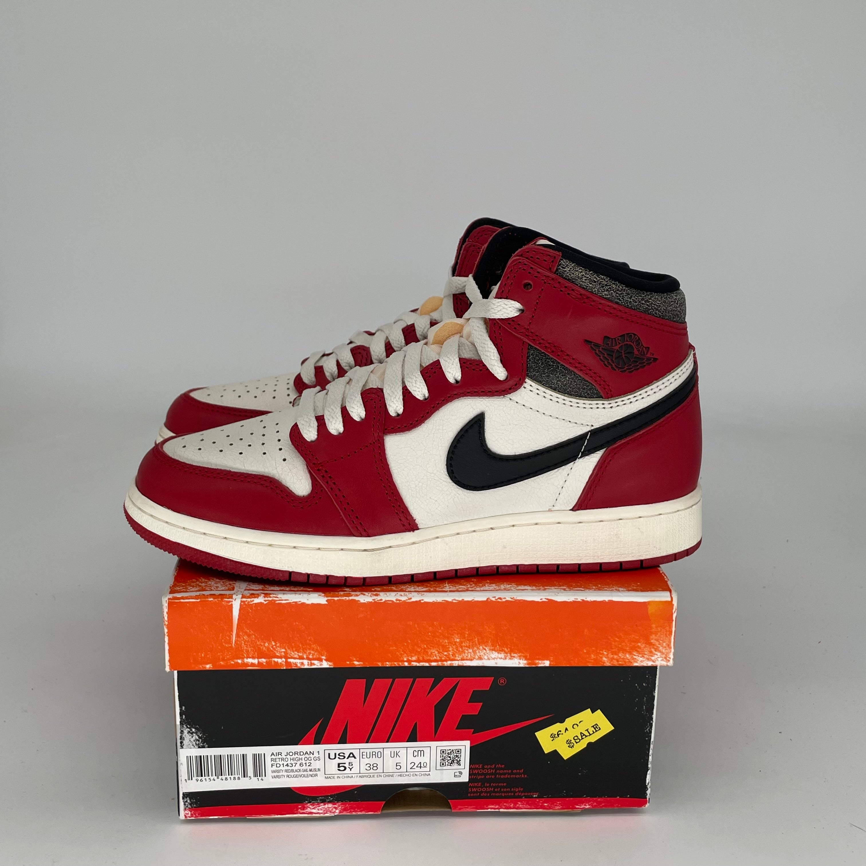 Original Air Jordan 1 Lost and Found Retro High OG - Size 5.5Y (FD1437-612) - Vintage-Inspired Basketball Shoes for Men, Women & Kids - Perfect for Sneaker Collectors, Streetwear Fashion & Casual Wear