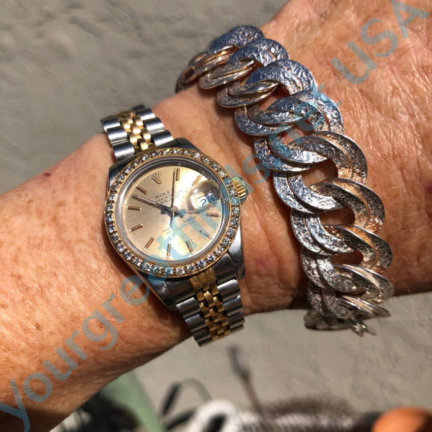 Stylish Sterling Silver Large Link Bracelet with Unique Texture - Perfect for Everyday Wear & Special Occasions