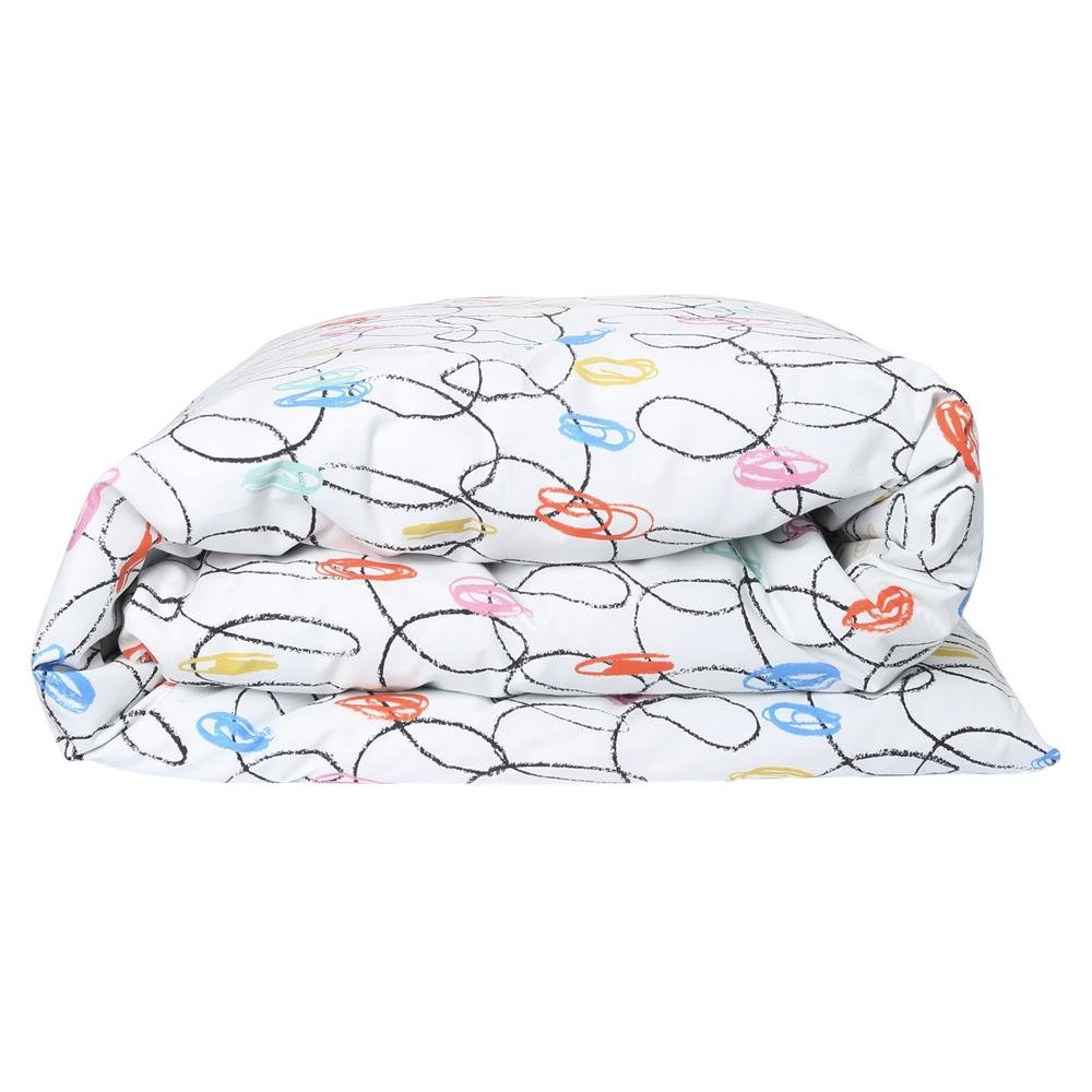 Premium White Cotton Chalkboard Quilt Cover Set - Reversible & Washable for Kids' Rooms, Classrooms & Creative Spaces