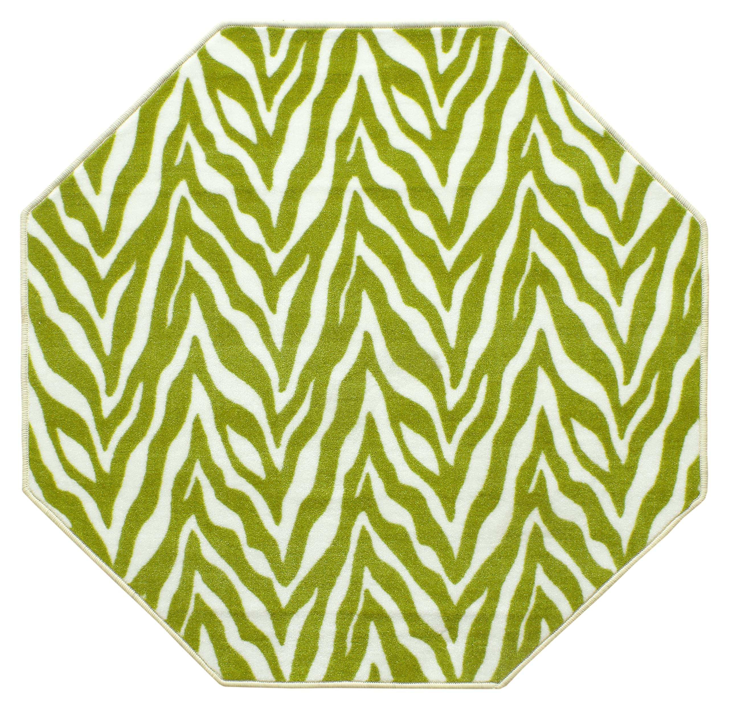 Custom Size Zebra Print Area Rug - Animal Collection Grassland Nomad Style 4' Octagon Rug for Living Room, Bedroom & Nursery Decor