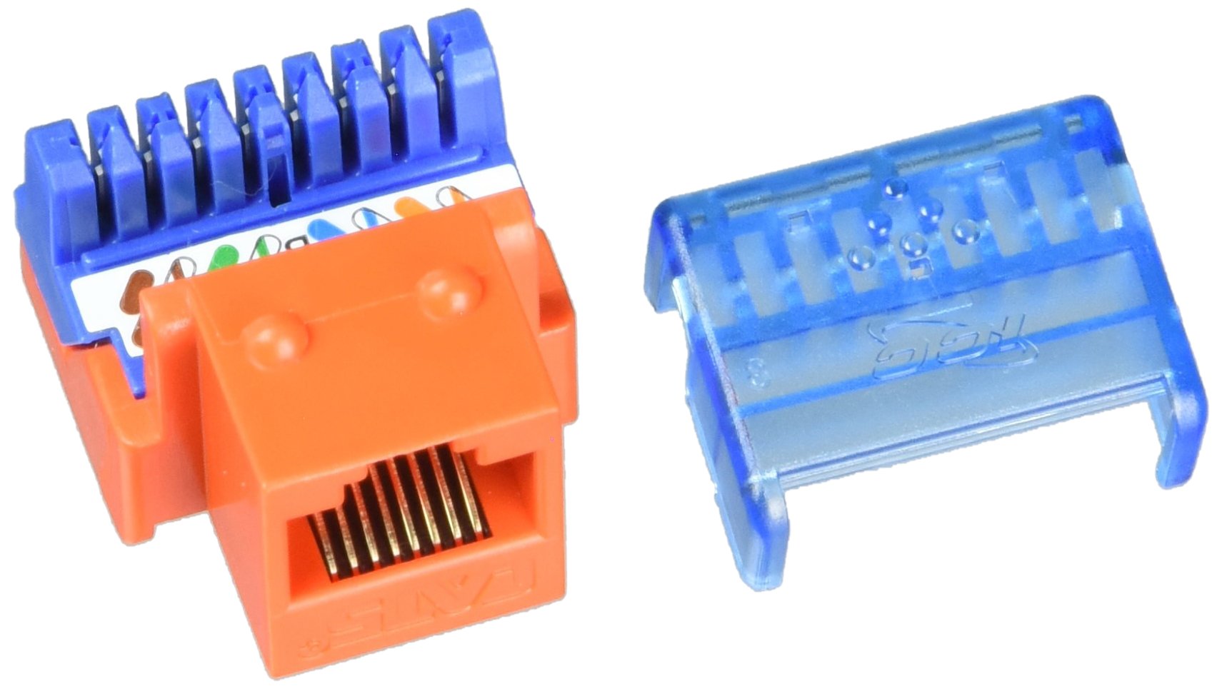 ICC ICC-CAT5JKPK-OR IC107E5COR - 25 Pack Cat5e RJ45 Keystone Jacks in Orange | High-Speed Ethernet Network Connectors for Home & Office Wiring Installations