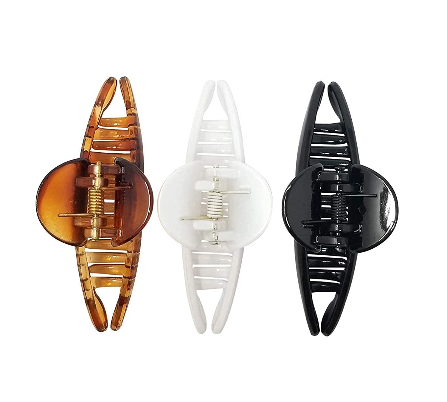 BIRDWARE Large Acrylic Butterfly Hair Clips for Women - 3 Pack (Black, White, Shell) | Elegant Hair Accessories for Parties, Weddings & Everyday Styling