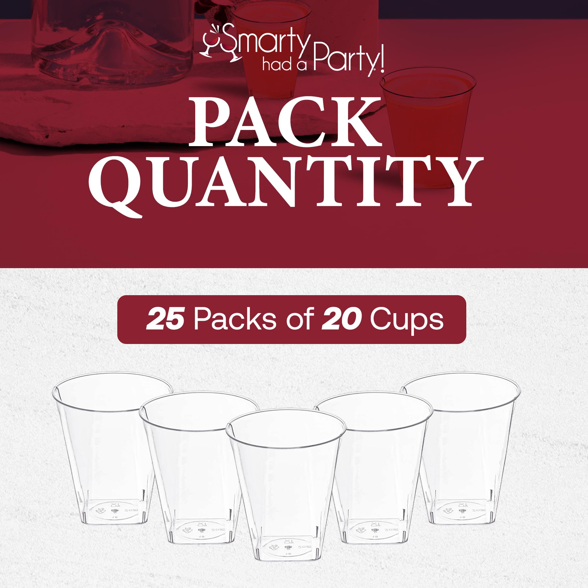 Smarty Had A Party 7 oz Clear Plastic Tumblers - 500-Pack Disposable Cups for Cocktails, Iced Coffee, Smoothies & Parties - Elegant Plastic Drinkware for Weddings, BBQs, Office Events & Home Entertaining