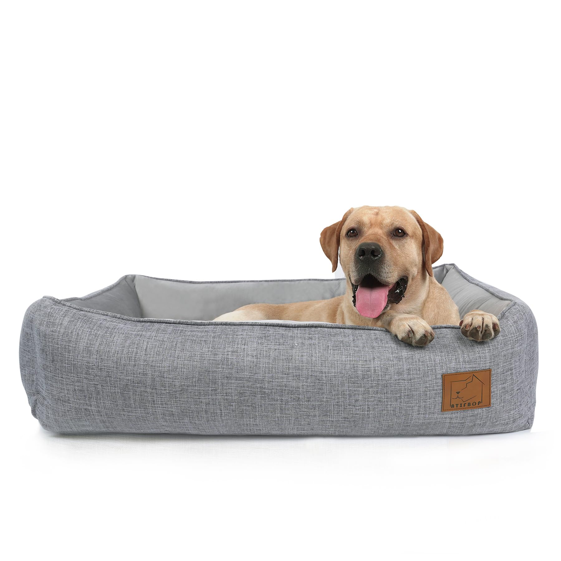 Orthopedic Dog Bed with Memory Foam & Cooling Gel - Removable Washable Cover - Pain Relief Pet Sofa for Large Dogs (40x31x11 Inch, Grey) - Perfect for Arthritis, Joint Pain & Hot Weather Comfort in Living Room or Bedroom