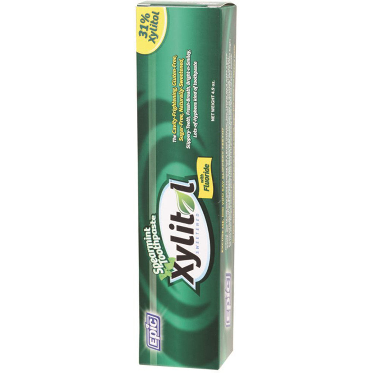 EPIC Xylitol Spearmint Fluoride Toothpaste 4.9oz - Fresh Breath & Cavity Protection for Daily Oral Care