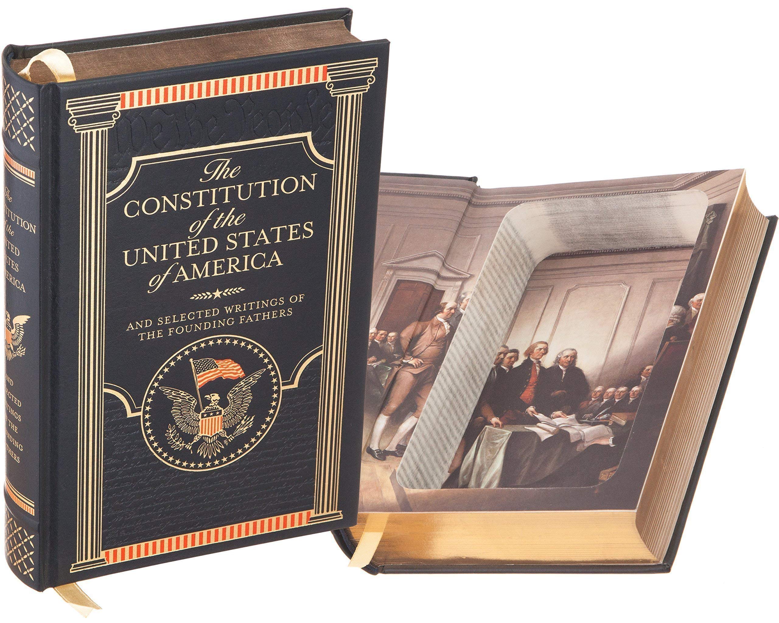 Leather-Bound Book Safe - Hidden Storage for Valuables | US Constitution Replica | Perfect for Home Security & Secret Storage Solutions