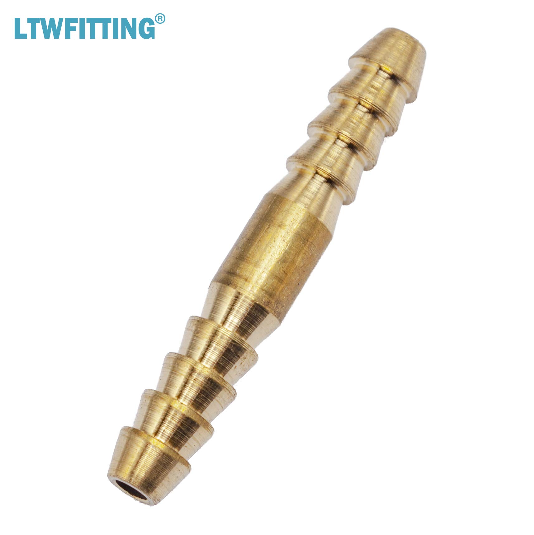 LTWFITTING Brass Barb Splicer Mender 1/8-Inch Hose ID Fitting for Air, Water, Fuel - Heavy Duty Boat & RV Plumbing Connectors (Pack of 50) - Ideal for Marine, Automotive, and Irrigation Systems