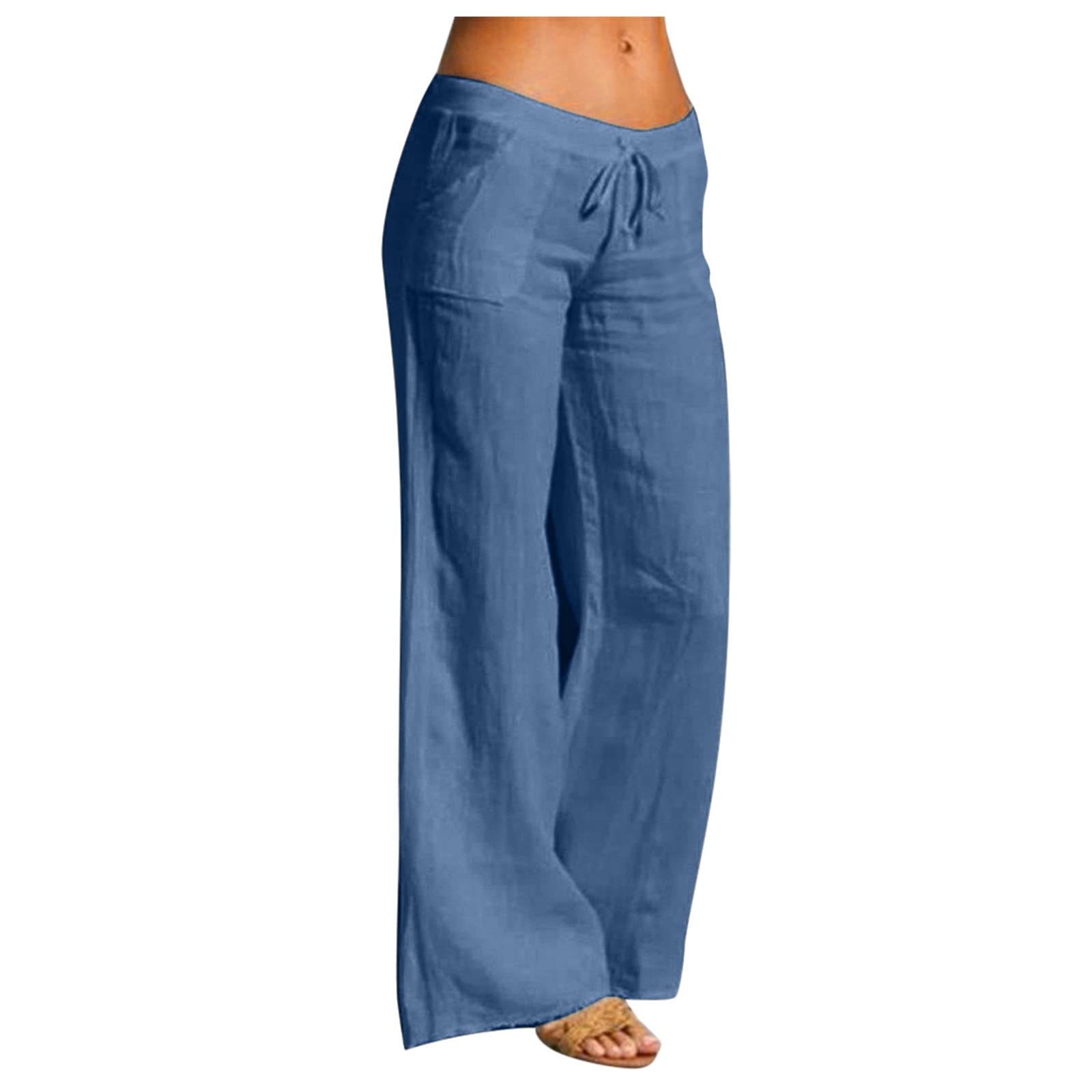 AMTF 2021 Women's Cotton Linen Pants - Fashion Printed Beach Pants, Plus Size Loose Casual Wide Leg Paper Bag Pants with Drawstring | Fast-Drying Sweatpants for Summer, Travel & Lounge Wear
