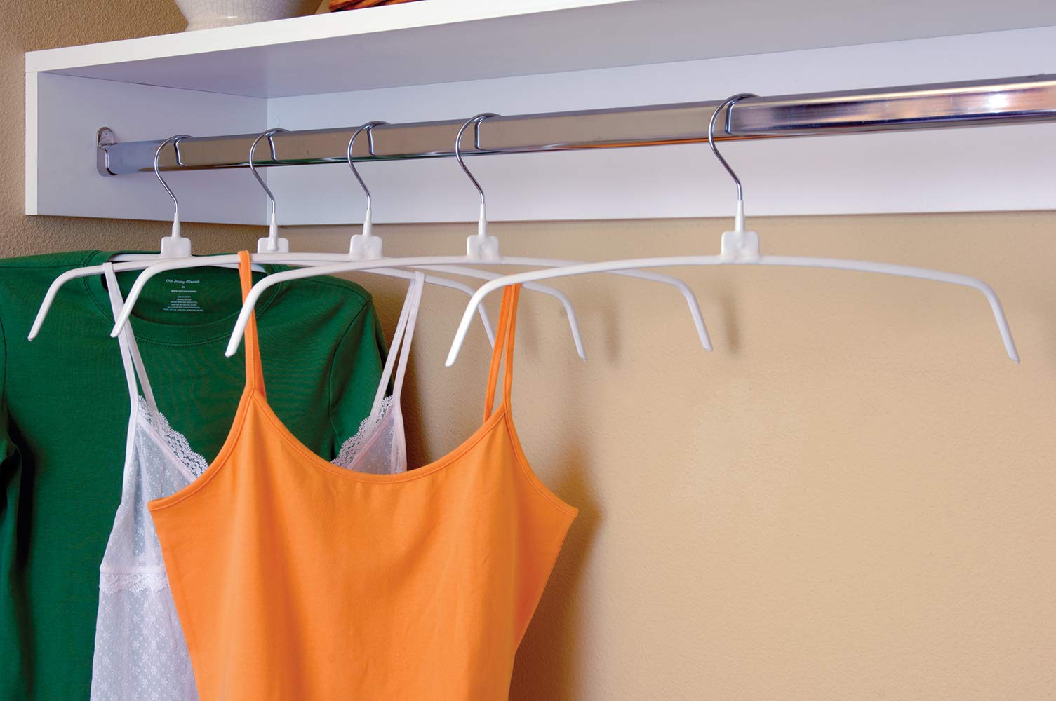 White Rubberized Ultra-Thin Metal Hangers - Space Saving Arched Top Closet Organizers with Vinyl Non-Slip Coating & Chrome Hook (Set of 100) by The Great American Hanger Company - Perfect for Wardrobe Organization, Retail Stores, and Laundry Rooms