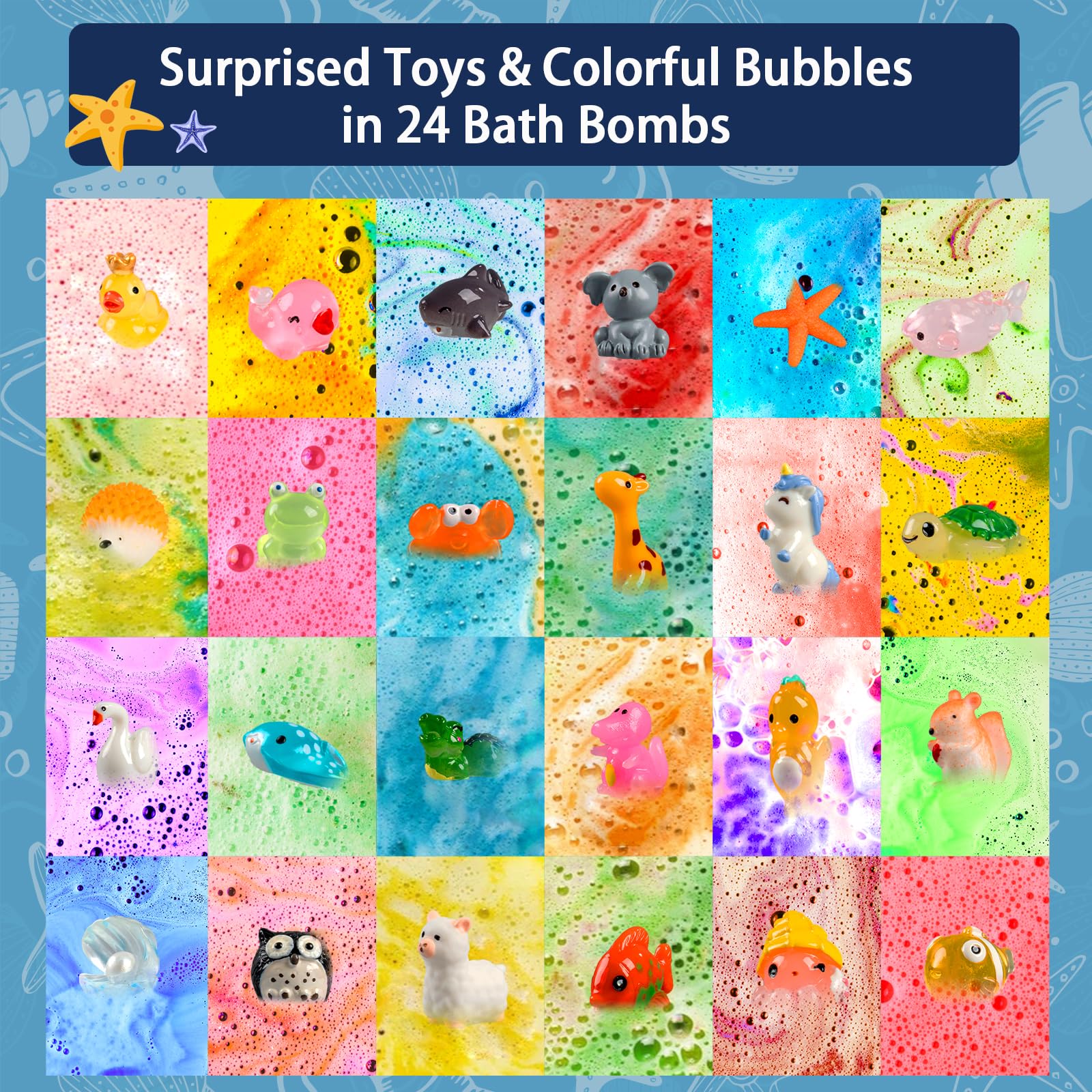 2024 Kids Bath Bombs Advent Calendar with Animal Toys - Christmas & Birthday Gift