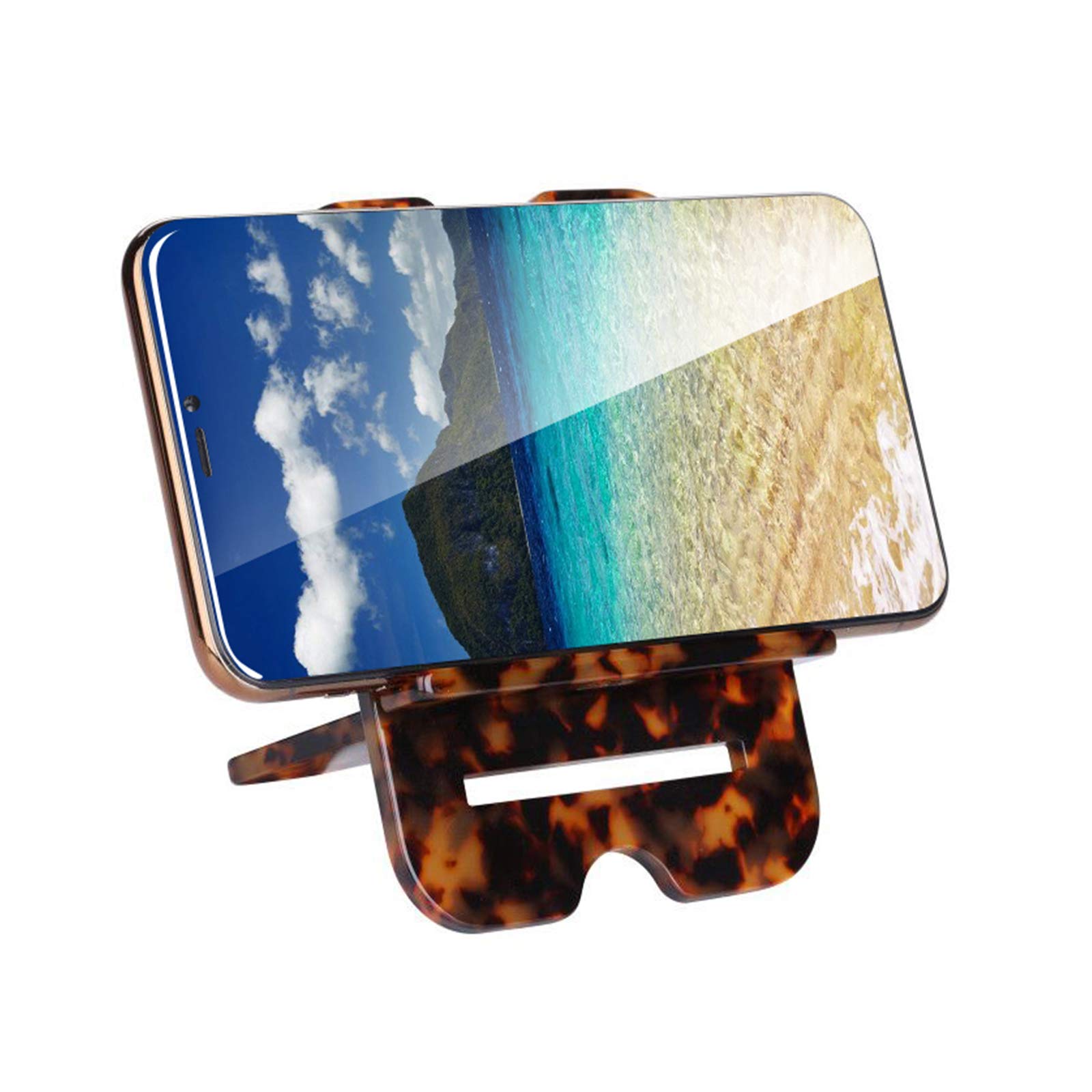 Tortoise-Tone Resin Phone Stand for iPhone, iPad & Samsung - Desk Holder for Office & Home Use