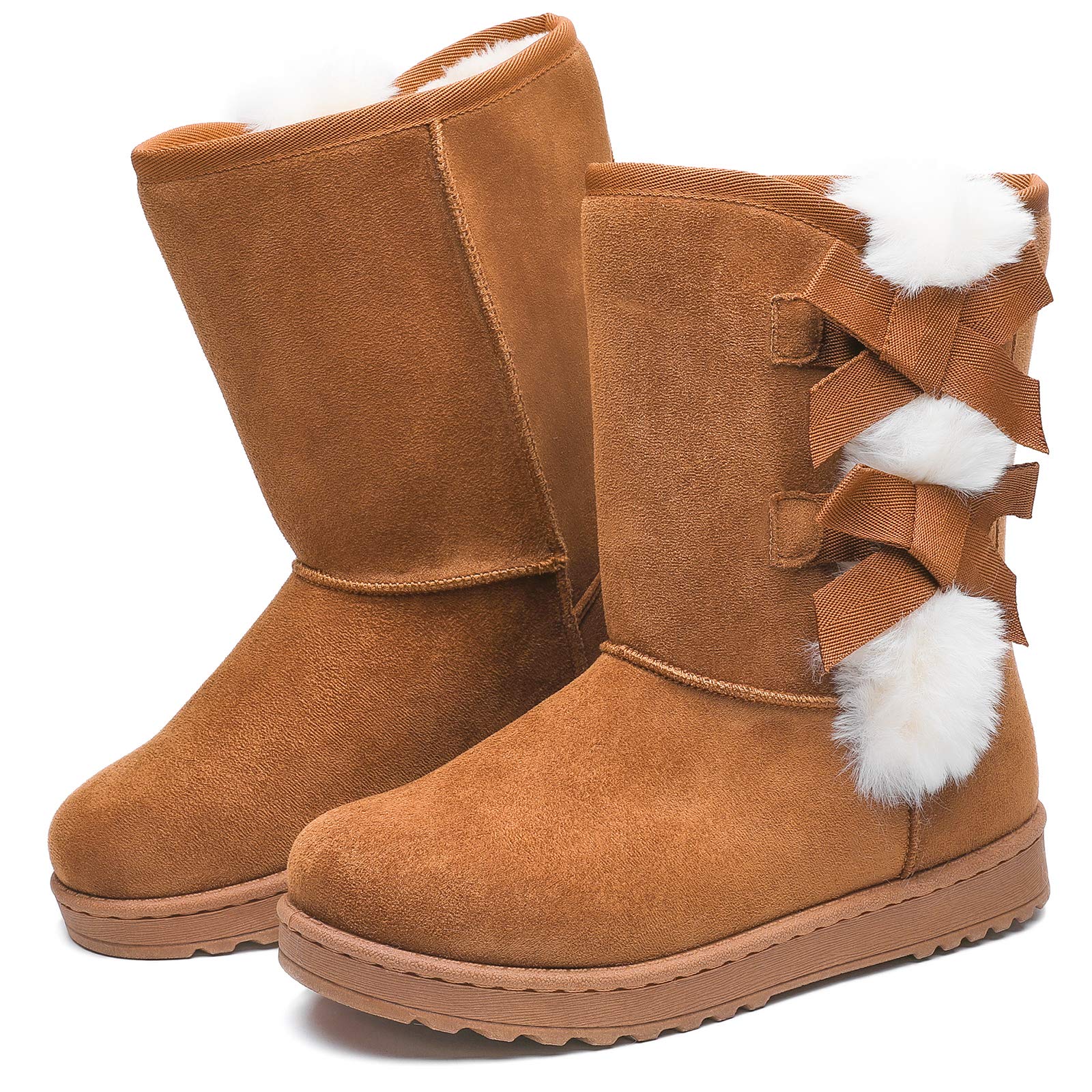 Women's Winter Snow Boots - Mid Calf Fur Lined Warm Slip On Fashion Booties for Cold Weather & Outdoor Activities