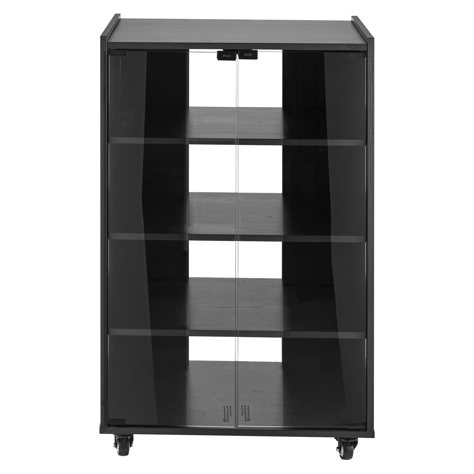 VEVOR 5-Tier Rolling TV Stand with Adjustable Shelves - Wooden Media Storage Cabinet for DVD Players, Cable Boxes, Gaming Consoles - Perfect for Living Room, Home Theater & Game Room Setup (Black)