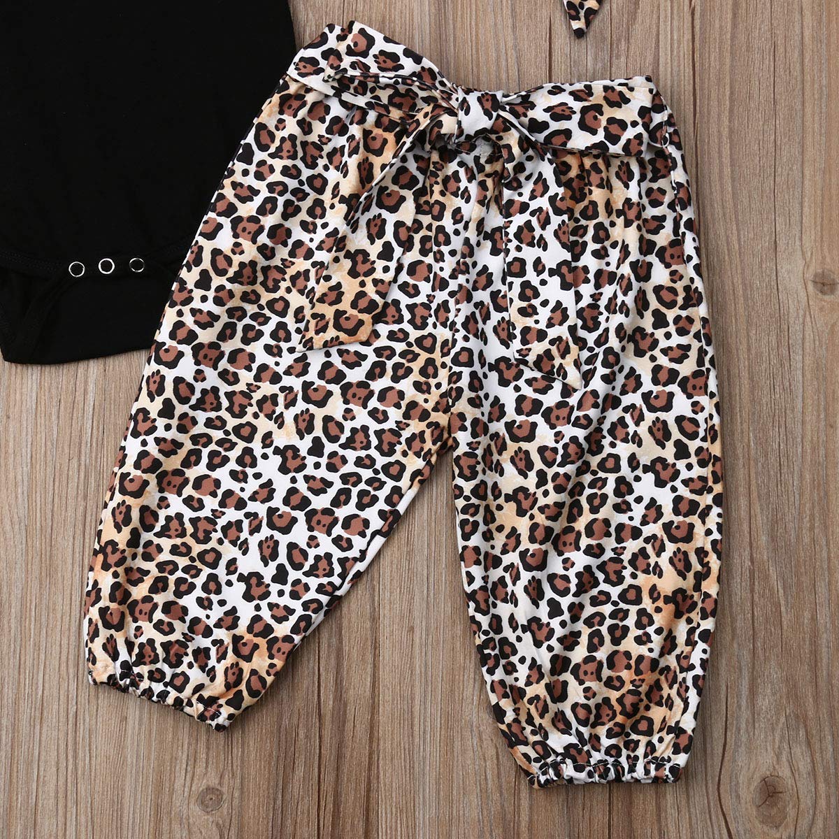 3PCS Newborn Baby Girl Clothes Set - Fly-Sleeve Tops & Leopard Print Long Pants Outfit Sunsuit for Summer, Photoshoot, and Daily Wear