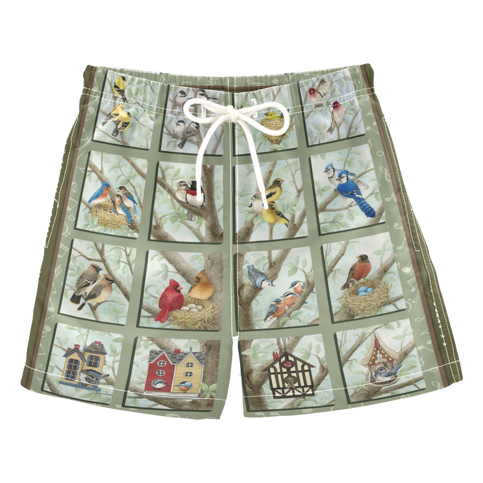 **Boys' Bird Print Swim Trunks - Quick Dry Board Shorts for Beach, Surf & Swimming - Hawaii Vacation Essentials for Kids**    *Perfect for beach trips, pool parties, summer vacations, and water sports!*