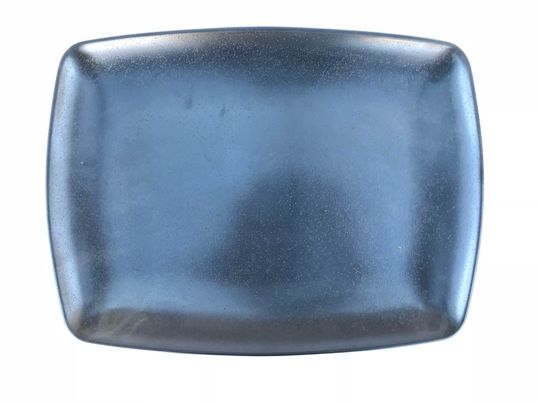 Premium Black Melamine Rectangular Plates - 14.75