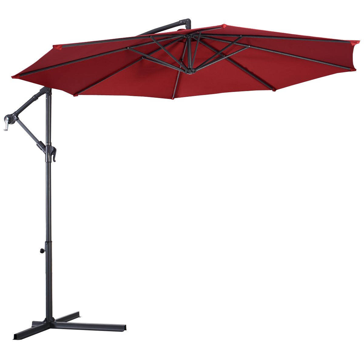 HAPPYGRILL 10ft Outdoor Patio Umbrella with Crank - Sun Shade Offset Market Umbrella for Deck, Poolside, Garden & Backyard