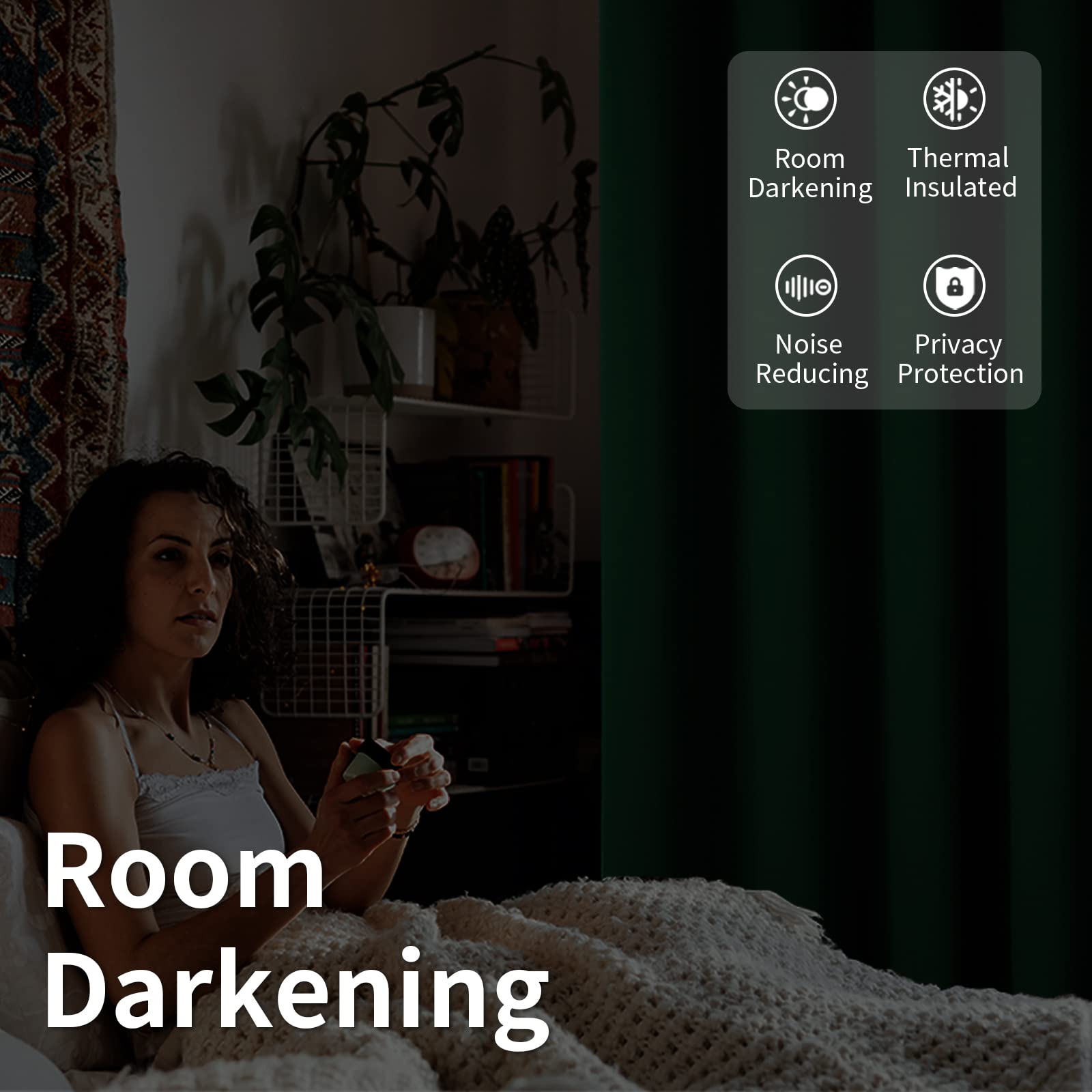 BGment 84 Inch Blackout Curtains for Bedroom, Living Room, Bathroom & Closet Door - Room Darkening & Privacy Curtain Panel (52x84 Inches, Emerald Green) - Perfect for Light Blocking, Room Dividers & Home Decor