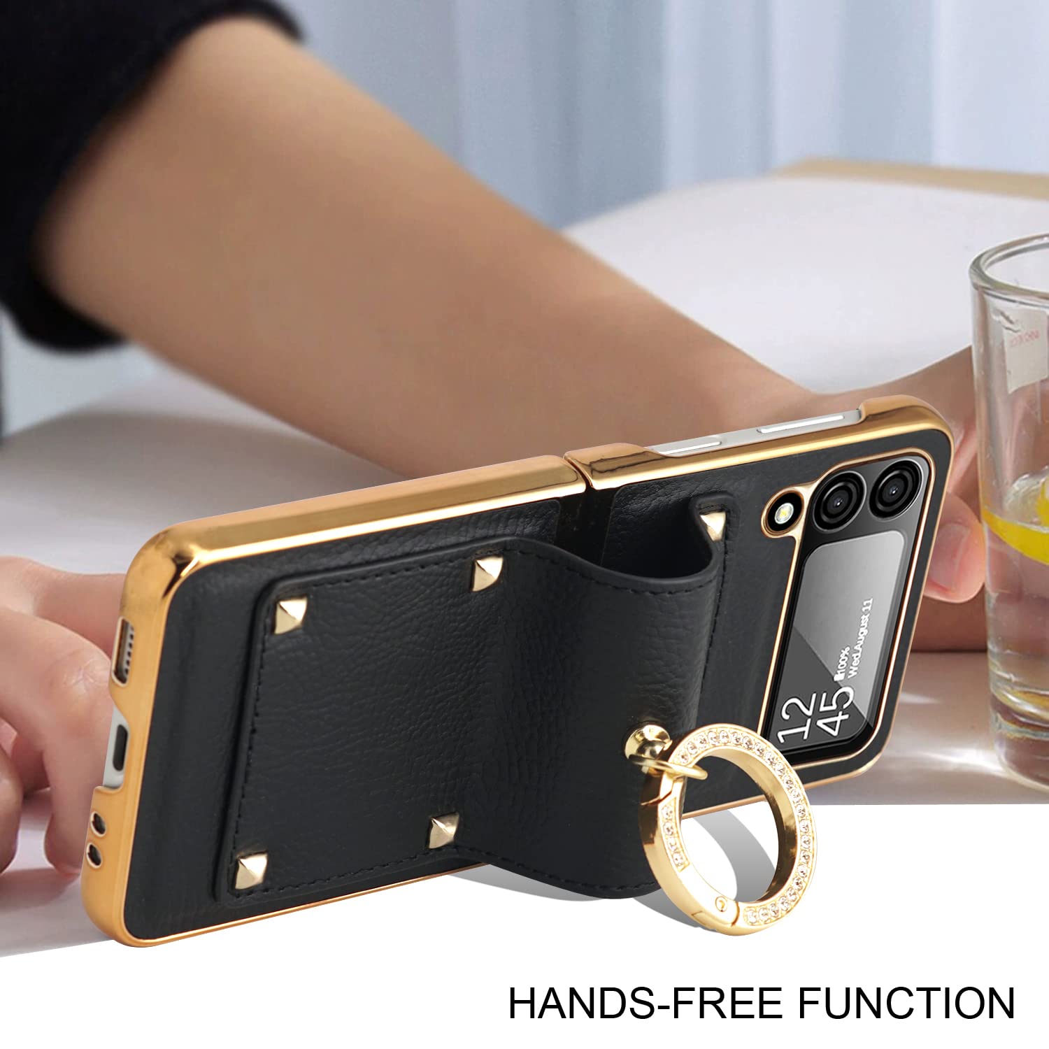 SHIEID Galaxy Z Flip 4 Case with Hinge Protection & Ring Holder - Premium Leather Cover Compatible with Samsung Z Flip 4 (Purple) | Supports Wireless Charging | Perfect for Daily Use, Travel & Work