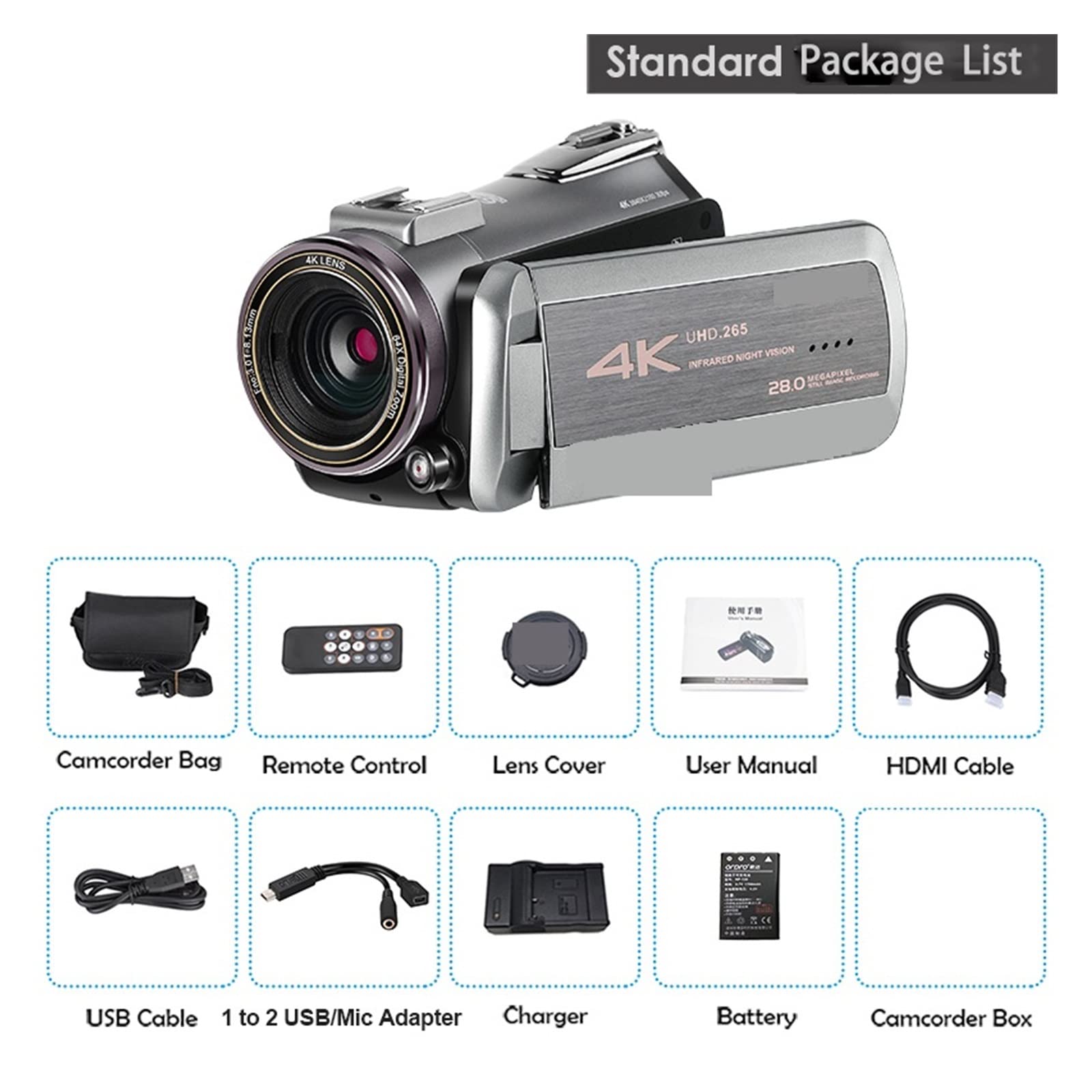 BODORME 4K Vlog Camera with 64X Digital Zoom & IR Night Vision - Professional Camcorder for YouTube, Travel, and Outdoor Filming (Bundle A) - Perfect for Vlogging, Live Streaming, and Content Creation