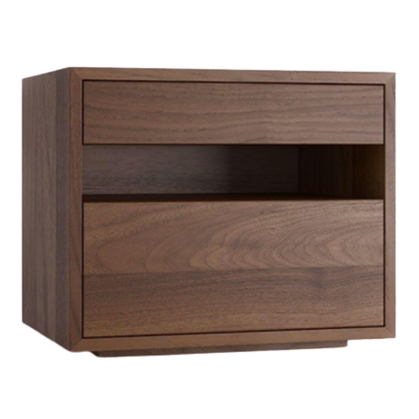 SOBOUR Minimalist Wood Nightstand with 2 Drawers - Slim Rectangular Bedside Table for Bedroom, Living Room & Office - Modern Storage Dresser for Small Spaces, Books, Lamps & Bedroom Essentials