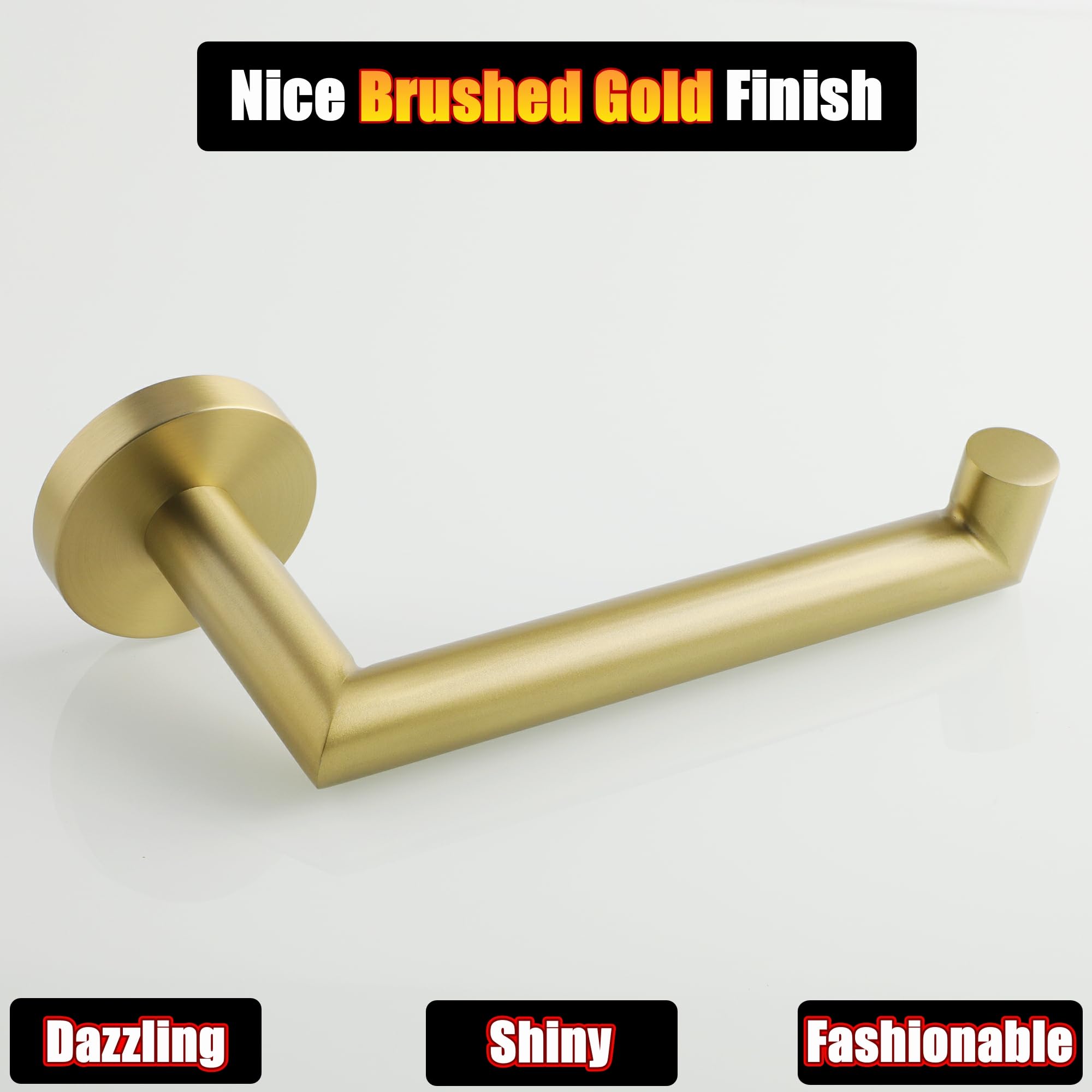 Stainless Steel Toilet Paper Holder Wall Mount - Brushed Gold Bathroom Tissue Roll Dispenser, SUS304 Paper Rack for Home & Office Use - GKN130-G