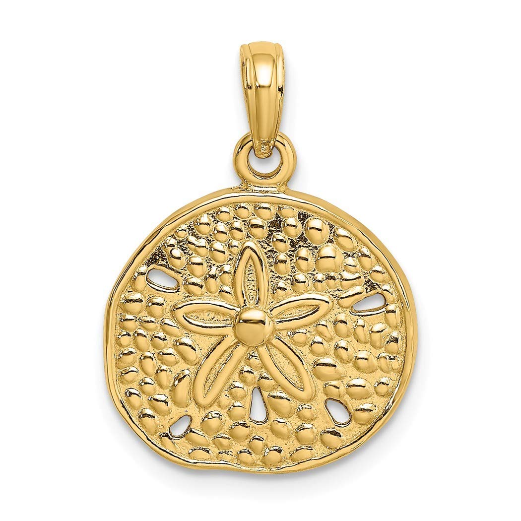 14K Gold Sand Dollar Pendant Necklace with 2D Design & Cut-Out Notches - Elegant Jewelry Gift for Women, Perfect for Beach Weddings, Anniversary Gifts & Everyday Wear