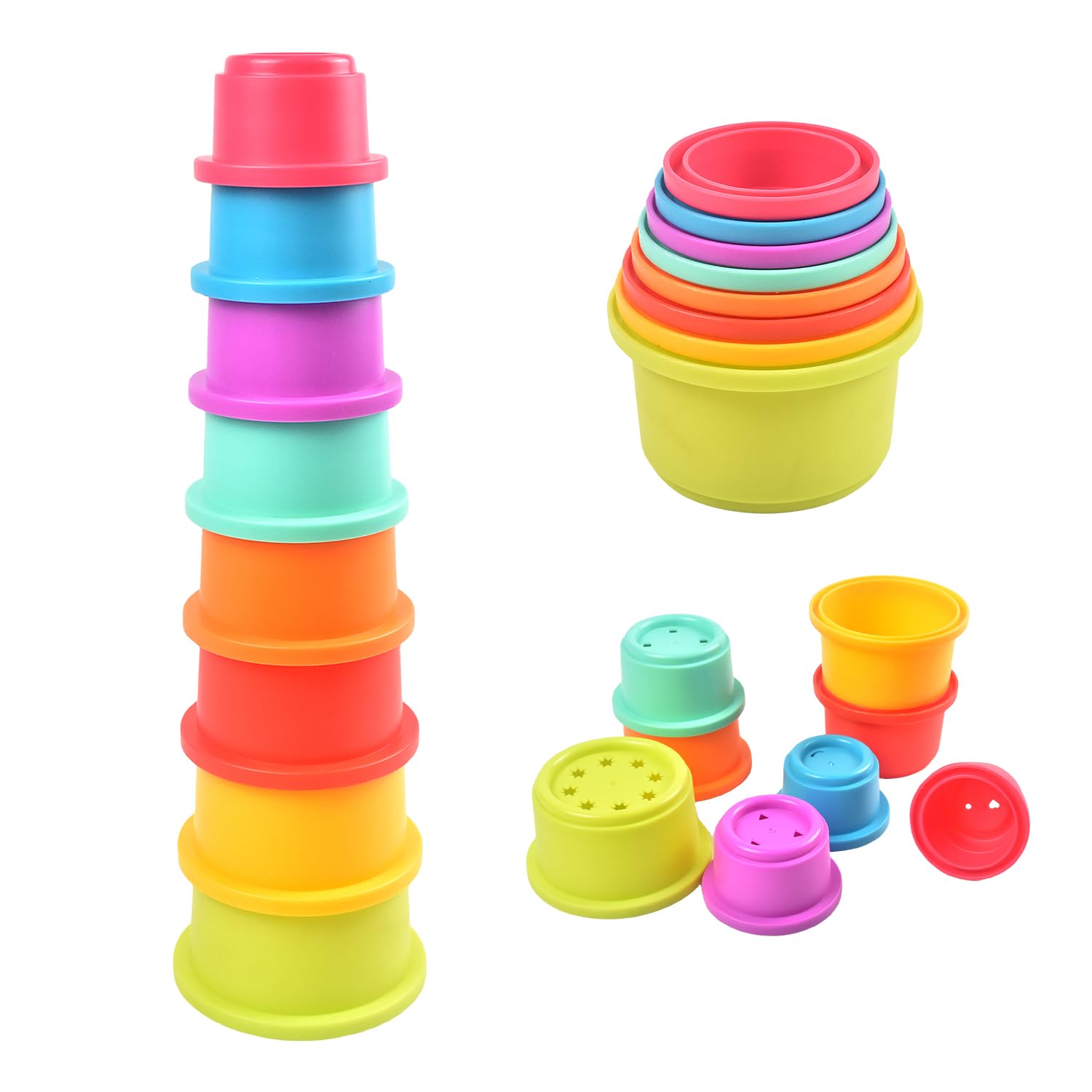 Montessori Stacking Nesting Cups for Babies 6+ Months - Educational Baby Toys for Learning & Development - Perfect for Playtime, Sensory Exploration & Early Childhood Education
