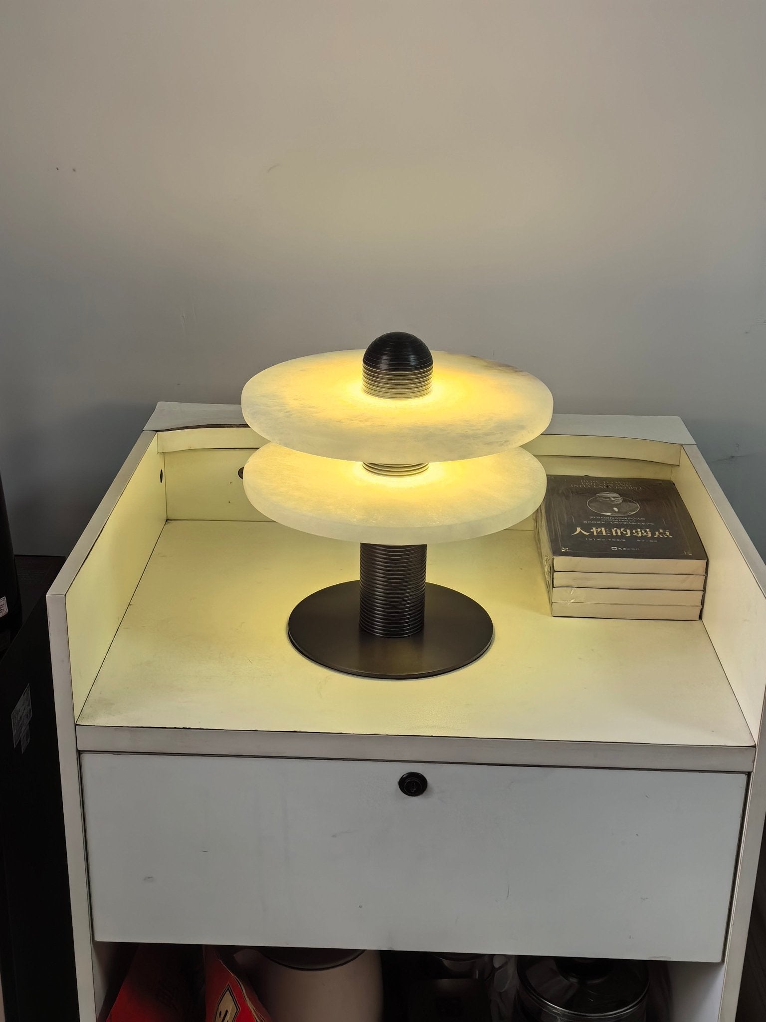 Alabaster Comet Table Lamp - Modern Bedside & Living Room Lighting for Home Decor | Nightstand, Office Desk, Dorm Room