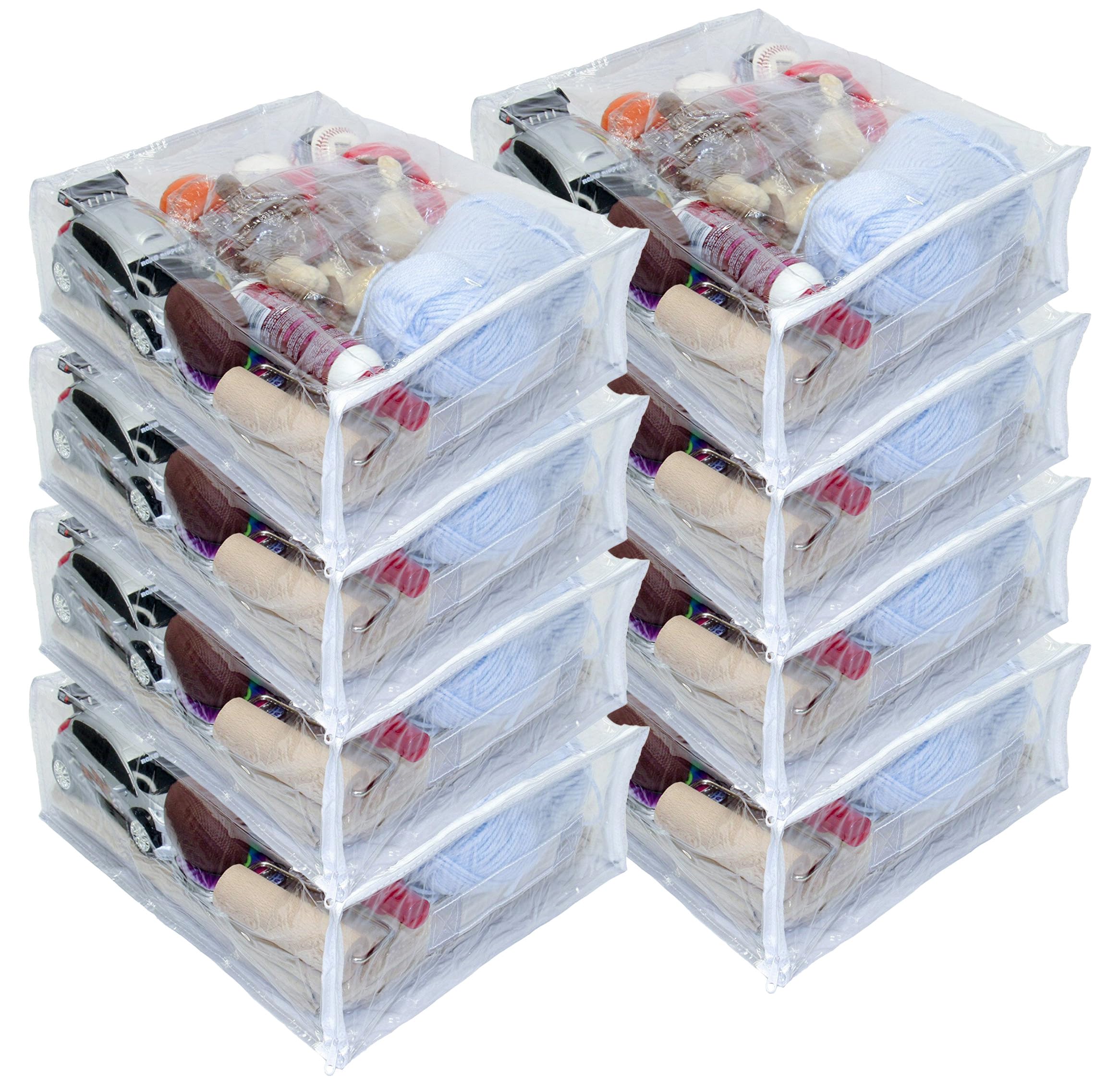 8-Pack Clear Heavy Duty Vinyl Storage Bags with Zipper - 12