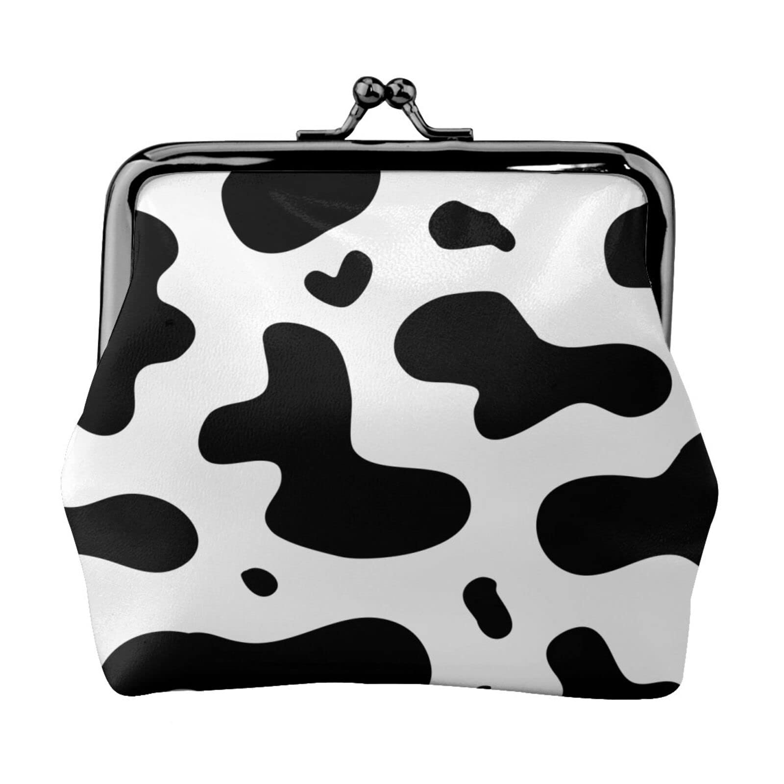 Genuine PU Leather Cow Print Coin Purse with Buckle & Kiss-Lock Closure - Stylish Girls' Wallet for Change, Cash & Cards | Perfect for School, Travel & Everyday Use