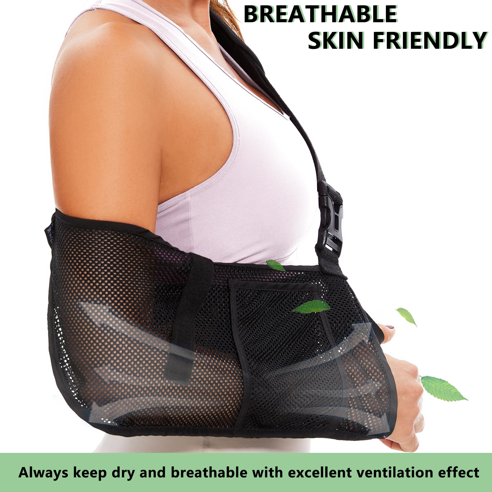 Adjustable Mesh Arm Sling for Shoulder Support - Medical Grade Post-Surgery Brace for Rotator Cuff Injury, Wrist, Elbow & Clavicle Fracture (Medium) - Left/Right Arm - Unisex Design for Men & Women - Ideal for Shower Use & Daily Recovery