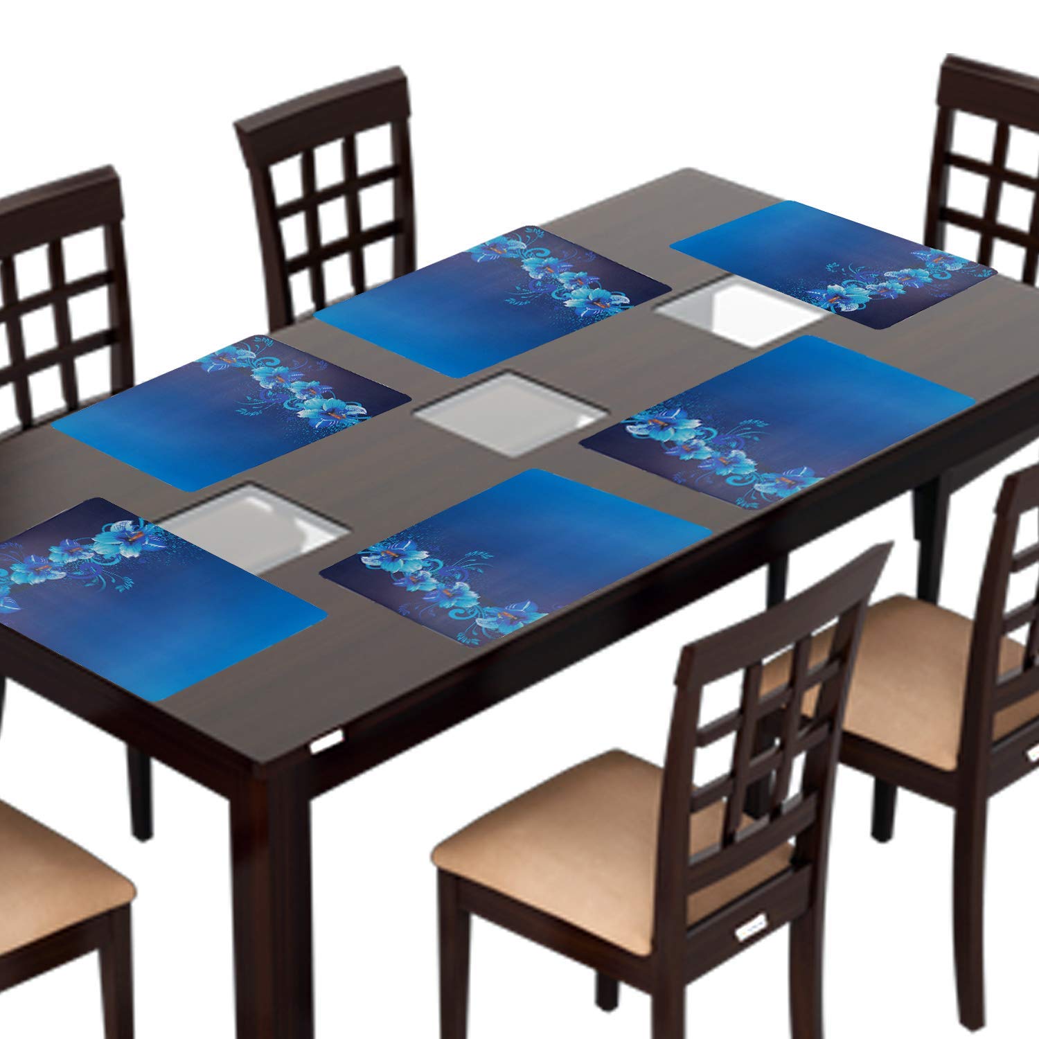 Premium PVC Printed Placemats Set of 6 - Waterproof Table Mats for Dining, Kitchen, Fridge & Multipurpose Use (43x28cm) - Ideal for Home Decor, Parties & Daily Dining Protection