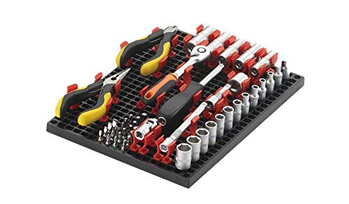 76-Piece Pegboard Tool Organizer Starter Kit - 4 Black Modular Peg Boards, 36 Socket Holders & 36 Universal Clips | Flexible Design for All Tools | Garage, Workshop & DIY Storage Solution