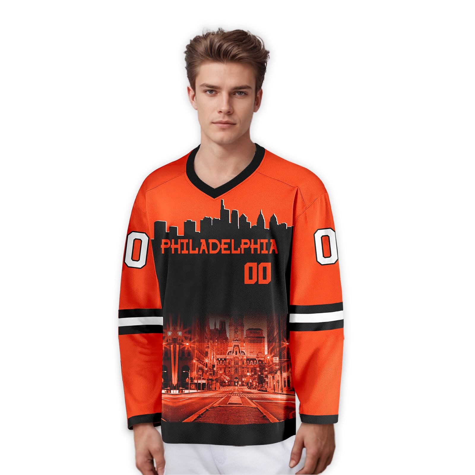 Custom Hockey Jersey Personalized with City Night Skyline - Hockey Fan Gifts for Men, Women & Youth - Perfect for Games, Tournaments & Fan Apparel