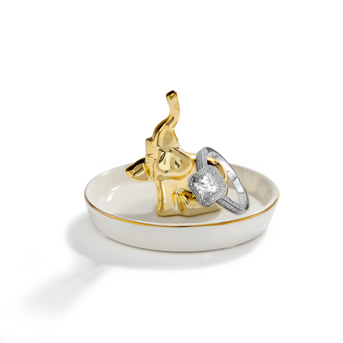 10K Gold Elephant Ring Holder - Elegant Jewelry Organizer for Rings, Earrings & Bracelets | Perfect for Home Decor, Gift Giving & Wedding Accessories