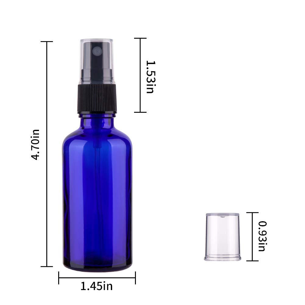 2oz Small Fine Mist Spray Bottles for Essential Oils - 3 Pack Blue Glass Bottles with Adjustable Nozzle | Perfect for Aromatherapy, Hair Care & DIY Beauty Products