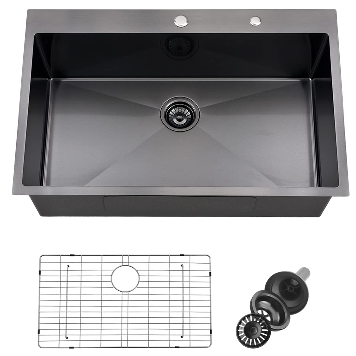 33 Inch Drop-in Black Stainless Steel Kitchen Sink - Doirteal 33