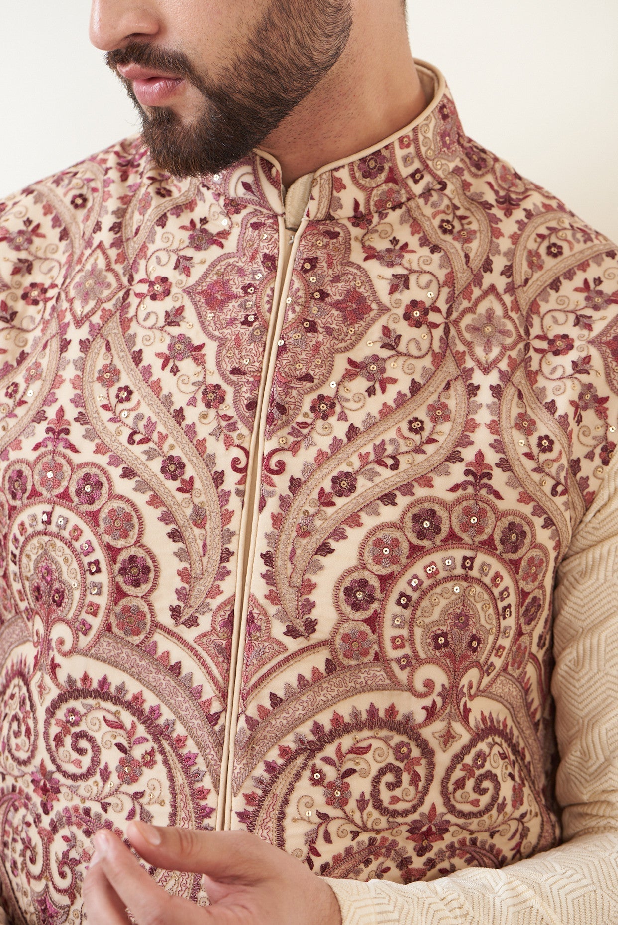 Exquisite Kashmiri Embroidered Nehru Jacket for Men - Traditional Indian Formal Wear for Weddings & Festivals