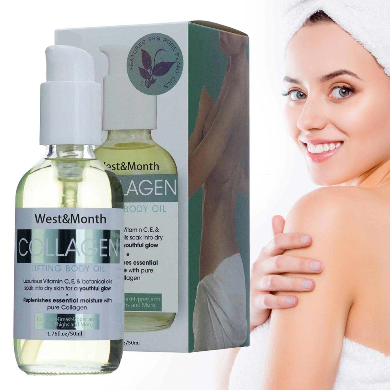 Hydrating Body Oil 50ml - Skin Tightening & Care for Neck, Arms, Legs - Post-Shower & Massage Use