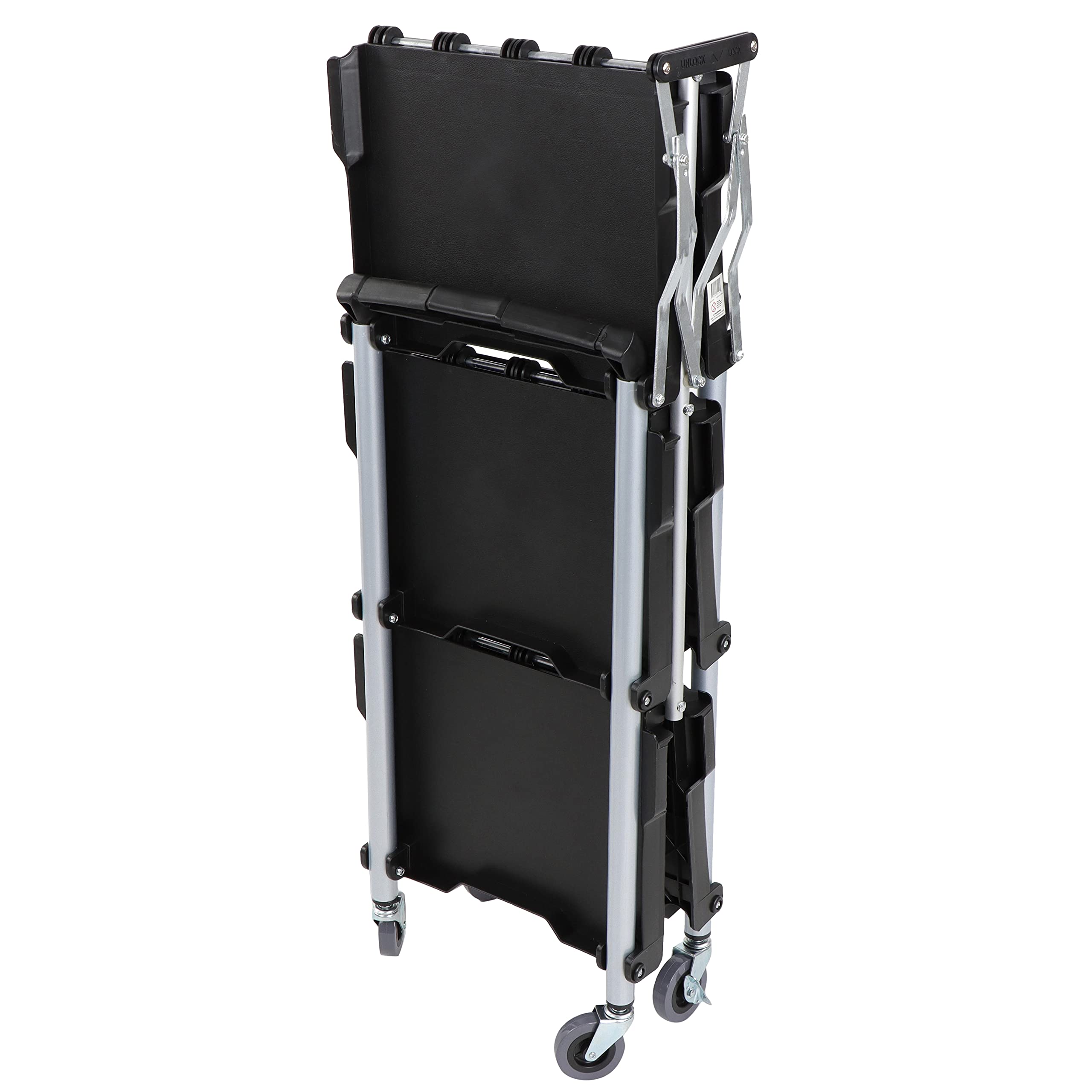 BISupply 3-Tier Rolling Cart - Foldable Utility Cart with Wheels for Kitchen, Restaurant, Office, and Home Organization | Perfect for Food Service, Storage, and Mobile Workspaces