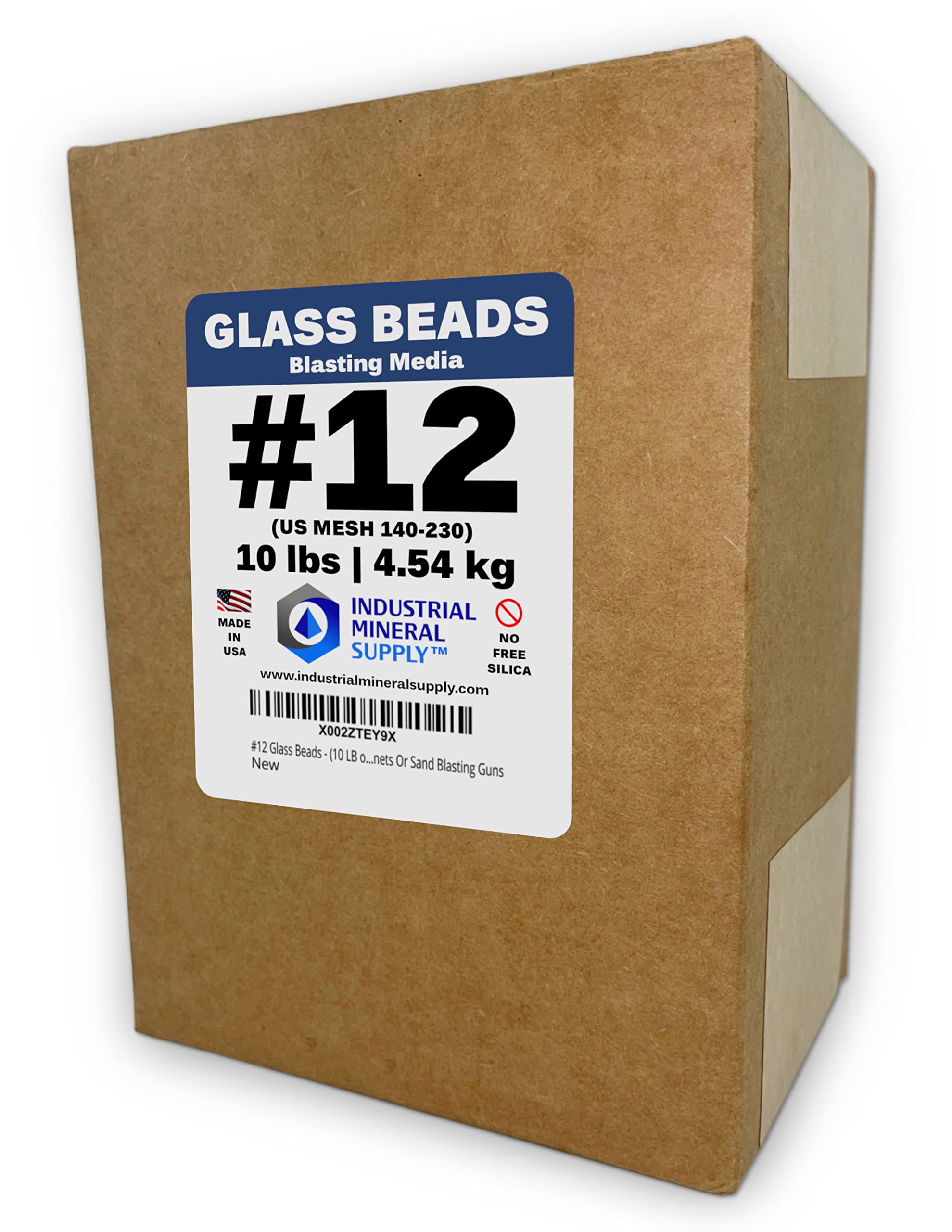 12 Glass Beads (10 LBS) - Extra Fine 140-230 US Mesh Abrasive Media for Sandblasting Guns & Cabinets - Perfect for Metal Cleaning & Surface Prep