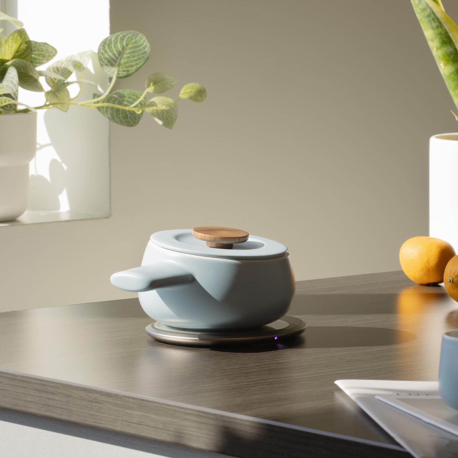 Self-Heating Fondue Set for Cheese & Chocolate - Moonmist Blue - Perfect for Parties, Date Nights & Family Gatherings
